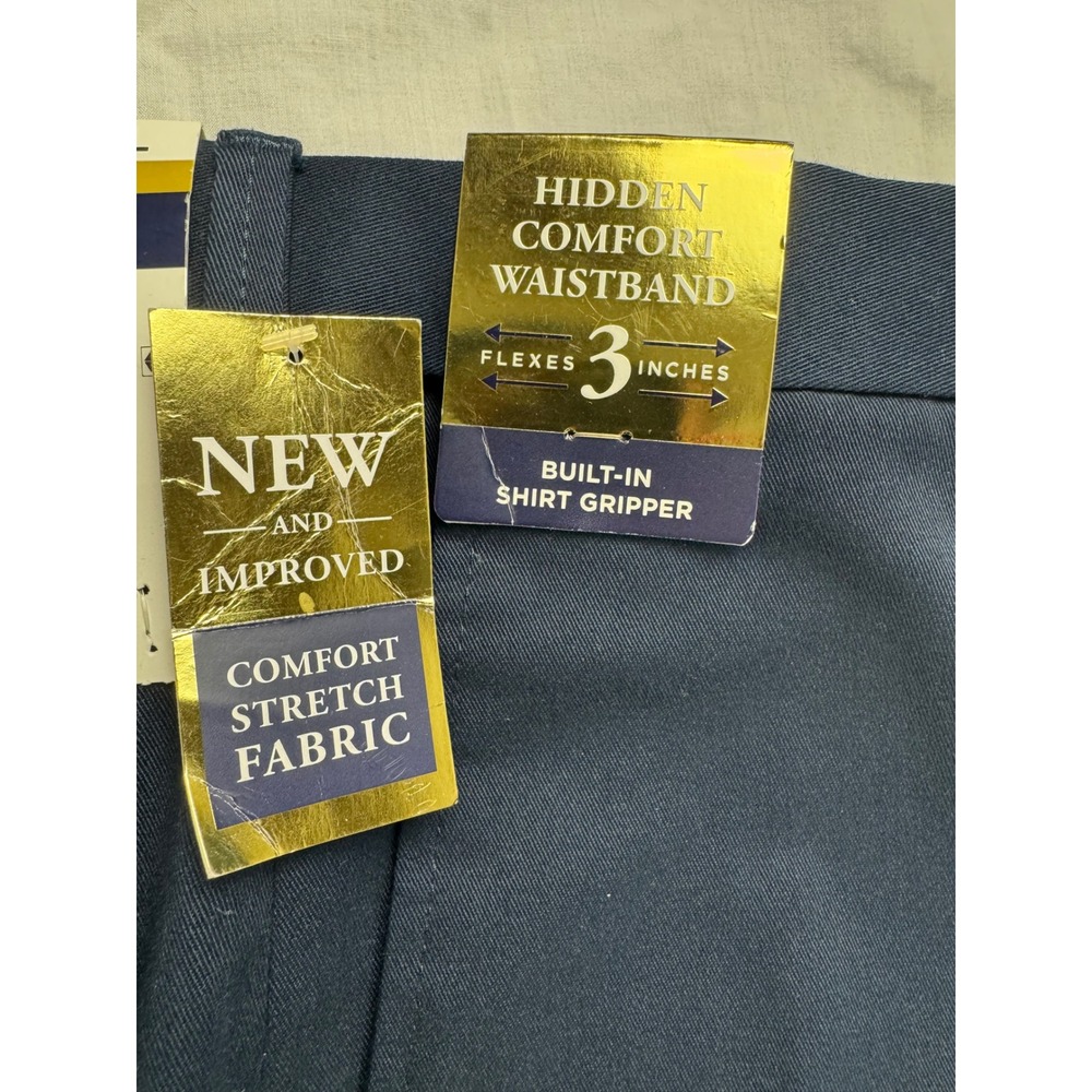 Haggar Iron Free Premium Khaki Classic Fit Navy Stretch Twill Pants 44x29 - Picture 4 of 16